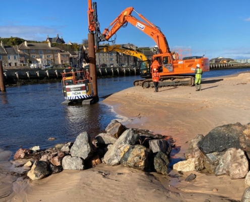 Civil Engineering Lossiemouth Piles Installed