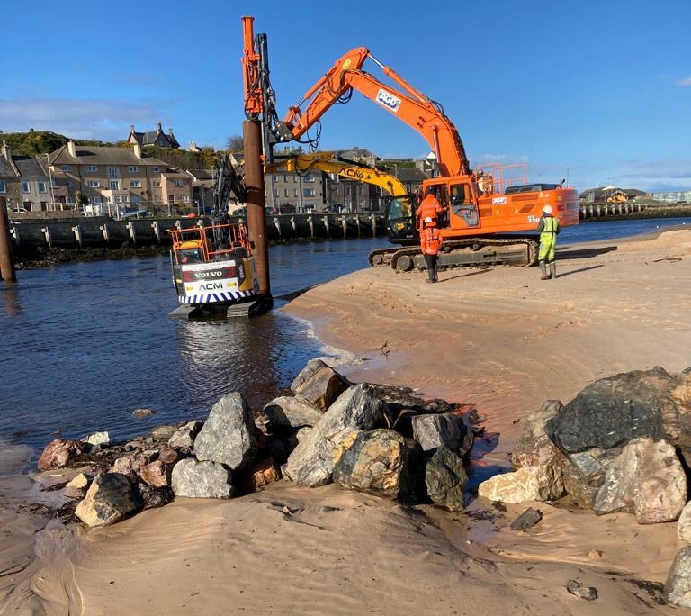 Civil Engineering Lossiemouth Piles Installed