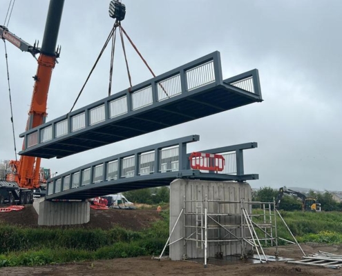 Civils Bridge deck lowered into place