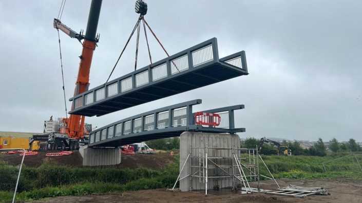 Civils Bridge deck lowered into place