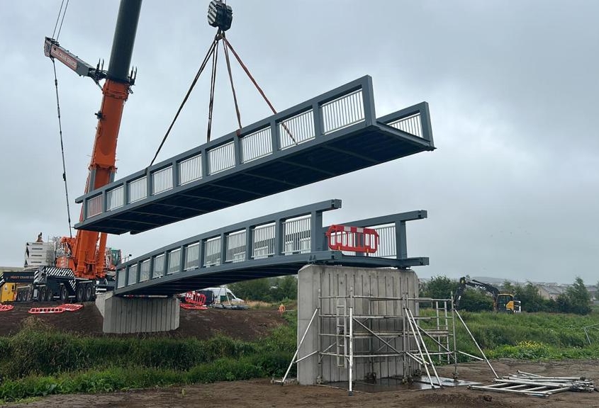 Civils Bridge deck lowered into place